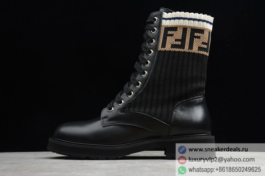 Fendi Sneaker Maglia Bicolor+Vitello Nero 182693F114003 Ankle Boots